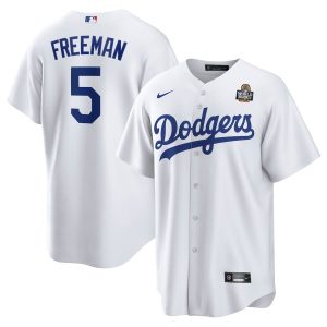 Freddie Freeman 5 Los Angeles Dodgers 2024 World Series Home Player White Men Jersey