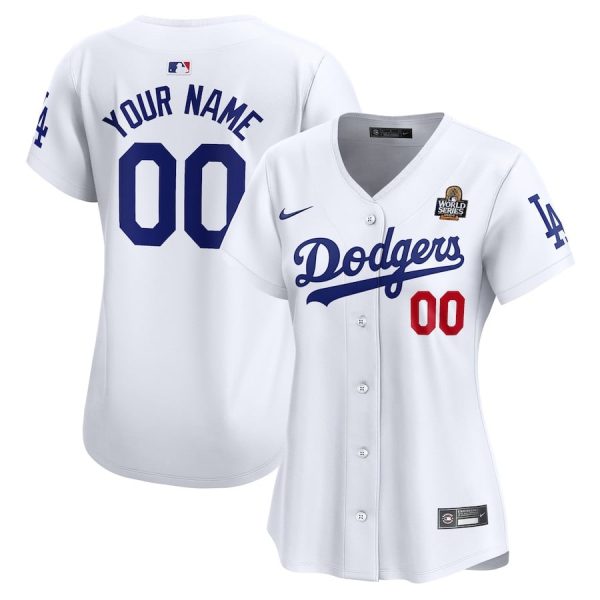 Los Angeles Dodgers Women's 2024 World Series Home White Custom Limited Jersey