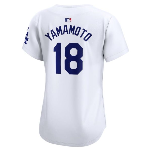 Yoshinobu Yamamoto 18 Los Angeles Dodgers Women's 2024 World Series White Limited Player Jersey - Image 3