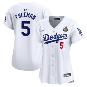 Freddie Freeman 5 Los Angeles Dodgers Women's 2024 World Series White Limited Player Jersey