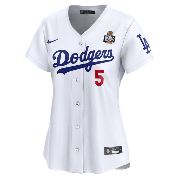 Freddie Freeman 5 Los Angeles Dodgers Women's 2024 World Series White Limited Player Jersey - Image 2