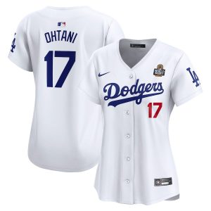 Shohei Ohtani 17 Los Angeles Dodgers Women's 2024 World Series White Limited Player Jersey