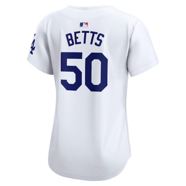 Mookie Betts 50 Los Angeles Dodgers Women's 2024 World Series White Limited Player Jersey - Image 3