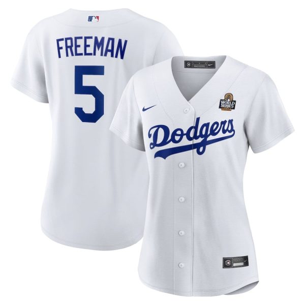 Freddie Freeman 5 Los Angeles Dodgers Women's 2024 World Series White Home Jersey