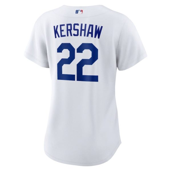 Clayton Kershaw 22 Los Angeles Dodgers Women's 2024 World Series White Home Jersey - Image 3