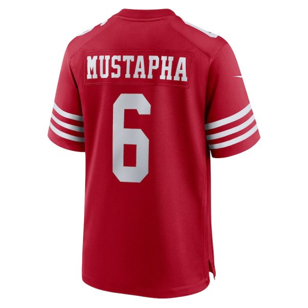 Malik Mustapha 6 San Francisco 49ers Game Scarlet Men Jersey For Sale - Image 3