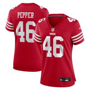 Taybor Pepper 46 San Francisco 49ers Scarlet Women's Game Jersey For Sale