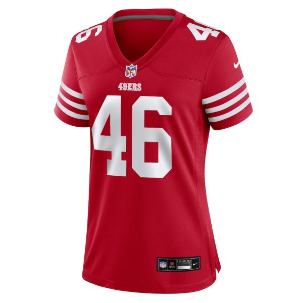 Taybor Pepper 46 San Francisco 49ers Scarlet Women's Game Jersey For Sale - Image 2