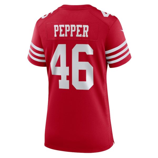 Taybor Pepper 46 San Francisco 49ers Scarlet Women's Game Jersey For Sale - Image 3