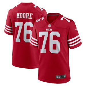 Jaylon Moore 76 San Francisco 49ers Scarlet Men’s Game Jersey For Sale