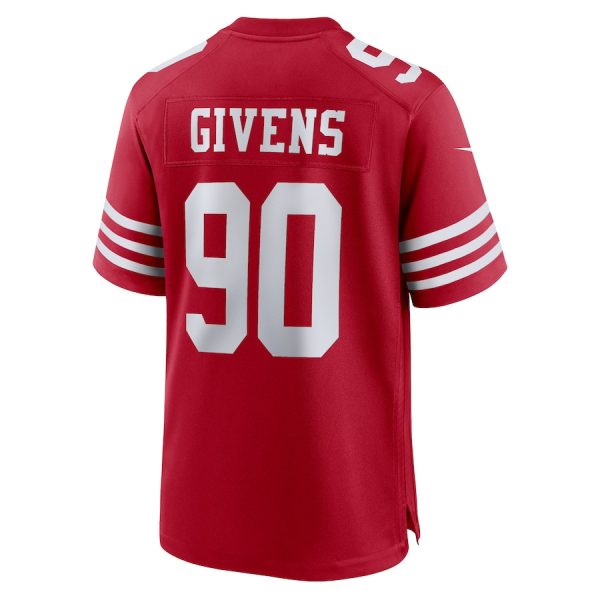 Kevin Givens 90 San Francisco 49ers Scarlet Men’s Game Jersey For Sale - Image 3