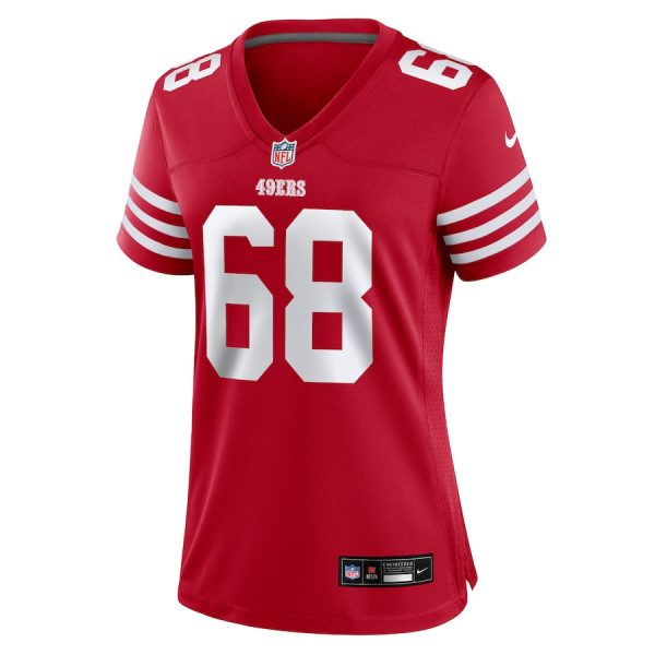 Colton McKivitz 68 San Francisco 49ers Scarlet Women’s Game Jersey For Cheap - Image 2