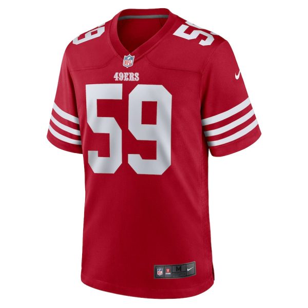 De'Vondre Campbell 59 San Francisco 49ers Scarlet Men’s Game Jersey For Cheap - Image 2