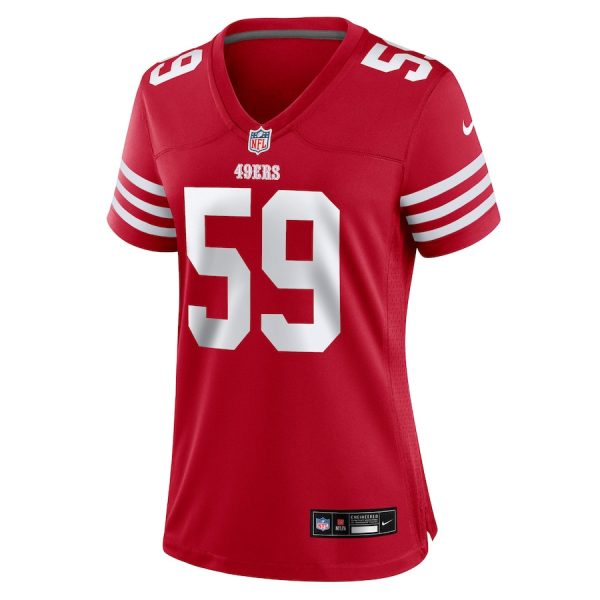 De'Vondre Campbell 59 San Francisco 49ers Scarlet Women’s Game Jersey For Cheap - Image 2