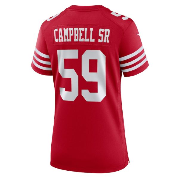 De'Vondre Campbell 59 San Francisco 49ers Scarlet Women’s Game Jersey For Cheap - Image 3