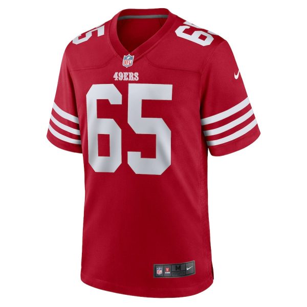 Aaron Banks 65 San Francisco 49ers Scarlet Men’s Game Jersey For Cheap - Image 2