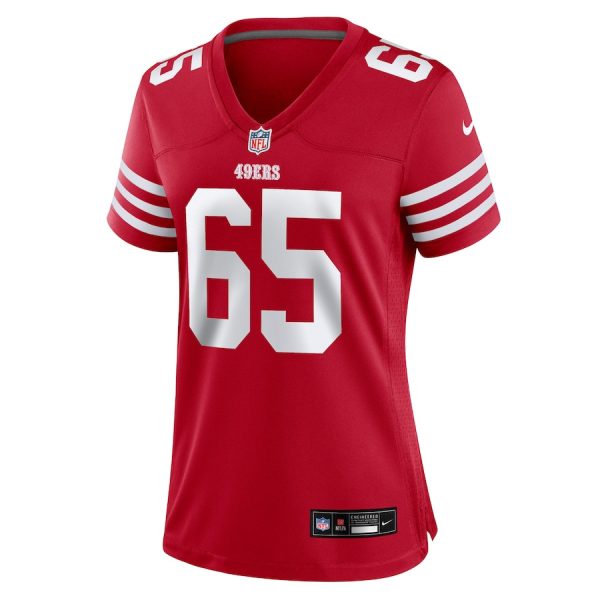 Aaron Banks 65 San Francisco 49ers Scarlet Women’s Game Jersey For Sale - Image 2