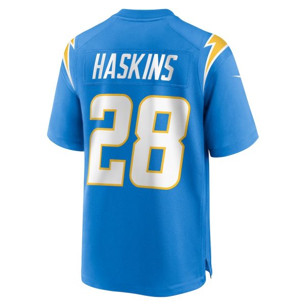 Hassan Haskins 28 Los Angeles Chargers Player Game Men Jersey - Powder Blue - Image 3