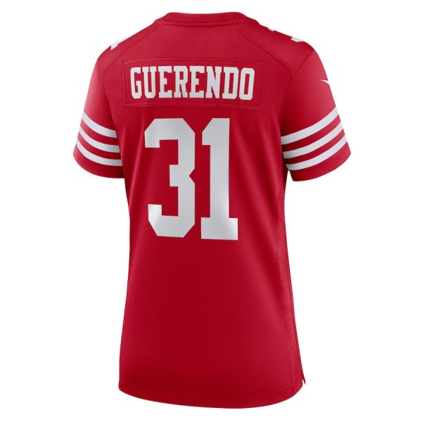 Isaac Guerendo 31 San Francisco 49ers Women's Game Jersey - Scarlet - Image 3