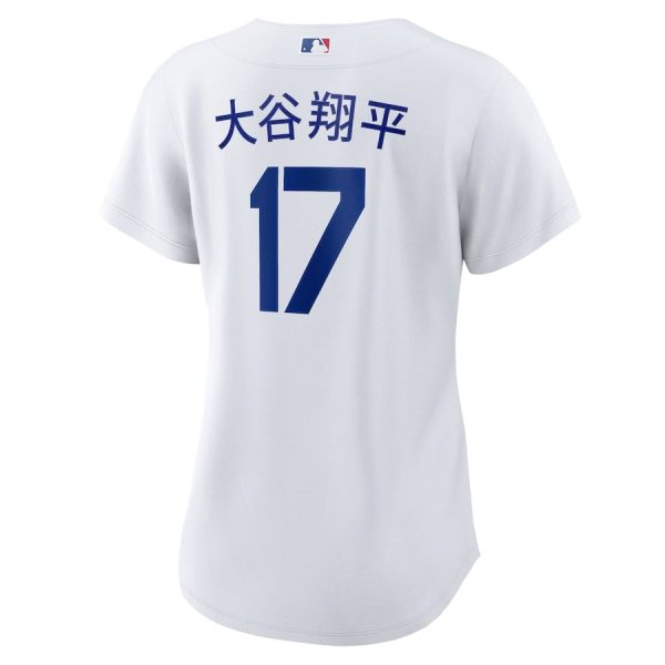 Shohei Ohtani 17 Los Angeles Dodgers Women's Home 2024 World Series White Japanese Lettering Jersey - Image 3