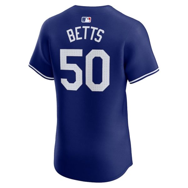 Mookie Betts 50 Los Angeles Dodgers 2024 World Series Alternate Elite Player Royal Men Jersey - Image 3