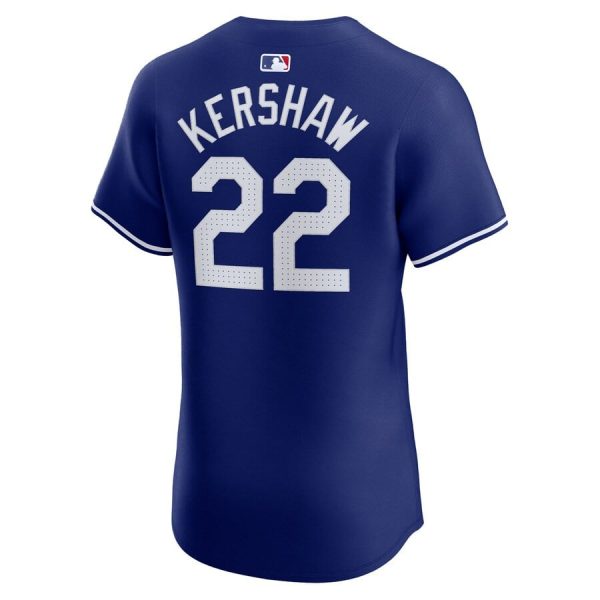 Clayton Kershaw 22 Los Angeles Dodgers 2024 World Series Alternate Elite Player Royal Men Jersey - Image 3