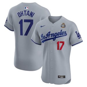 Shohei Ohtani 17 Los Angeles Dodgers 2024 World Series Road Elite Player Gray Men Jersey