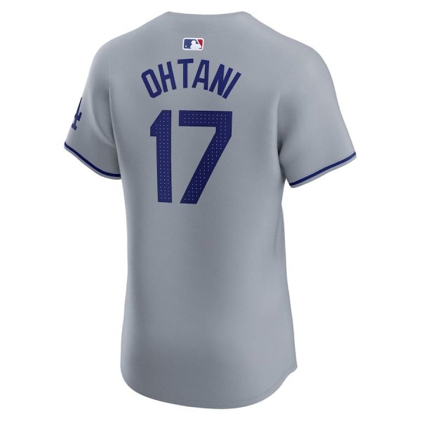 Shohei Ohtani 17 Los Angeles Dodgers 2024 World Series Road Elite Player Gray Men Jersey - Image 3