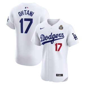 Shohei Ohtani 17 Los Angeles Dodgers 2024 World Series Home Elite Player White Men Jersey