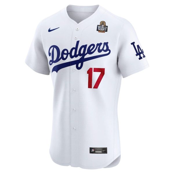 Shohei Ohtani 17 Los Angeles Dodgers 2024 World Series Home Elite Player White Men Jersey - Image 2