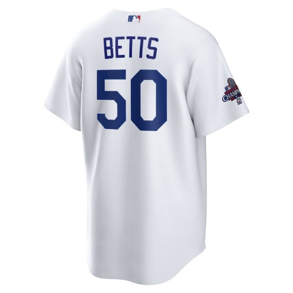 Mookie Betts 50 Los Angeles Dodgers 2024 World Series Champions Home White Men Player Jersey - Image 3