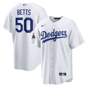 Mookie Betts 50 Los Angeles Dodgers 2024 World Series Champions Home White Men Player Jersey