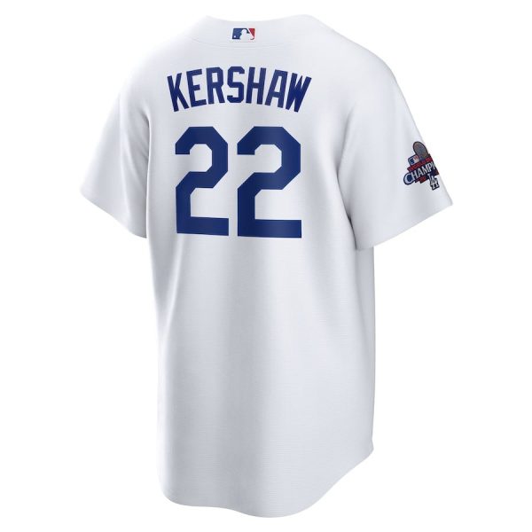 Clayton Kershaw 22 Los Angeles Dodgers 2024 World Series Champions Home White Men Player Jersey - Image 3