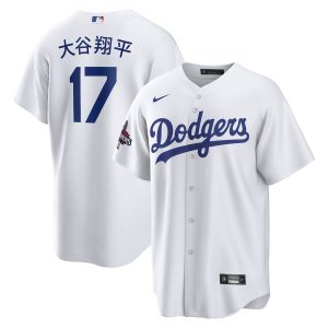 Shohei Ohtani 17 Los Angeles Dodgers 2024 World Series Champions Home Japanese Characters White Men Player Jersey