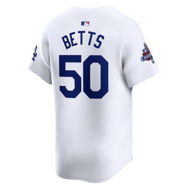 Mookie Betts 50 Los Angeles Dodgers 2024 World Series Champions Home Limited Player White Men Jersey - Image 3