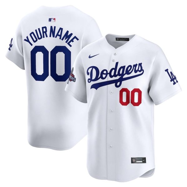 Los Angeles Dodgers 2024 World Series Champions Home Custom Limited White Men Jersey