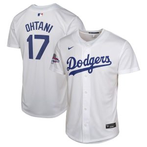 Shohei Ohtani 17 Los Angeles Dodgers 2024 World Series Champions Home Game Player White YOUTH Jersey