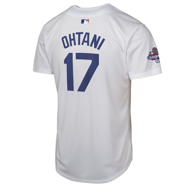 Shohei Ohtani 17 Los Angeles Dodgers 2024 World Series Champions Home Game Player White YOUTH Jersey - Image 3