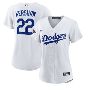 Clayton Kershaw 22 Los Angeles Dodgers Women's 2024 World Series Champions Home Player Jersey White