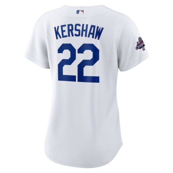 Clayton Kershaw 22 Los Angeles Dodgers Women's 2024 World Series Champions Home Player Jersey White - Image 3