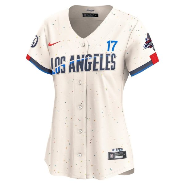 Shohei Ohtani 17 Los Angeles Dodgers Women's 2024 World Series Champions City Connect Cream Limited Player Jersey - Image 2