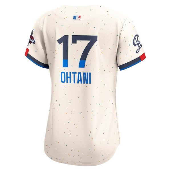 Shohei Ohtani 17 Los Angeles Dodgers Women's 2024 World Series Champions City Connect Cream Limited Player Jersey - Image 3