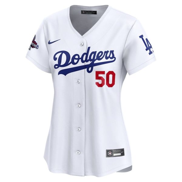 Mookie Betts 50 Los Angeles Dodgers Women's 2024 World Series Champions Home Limited Jersey - White - Image 2