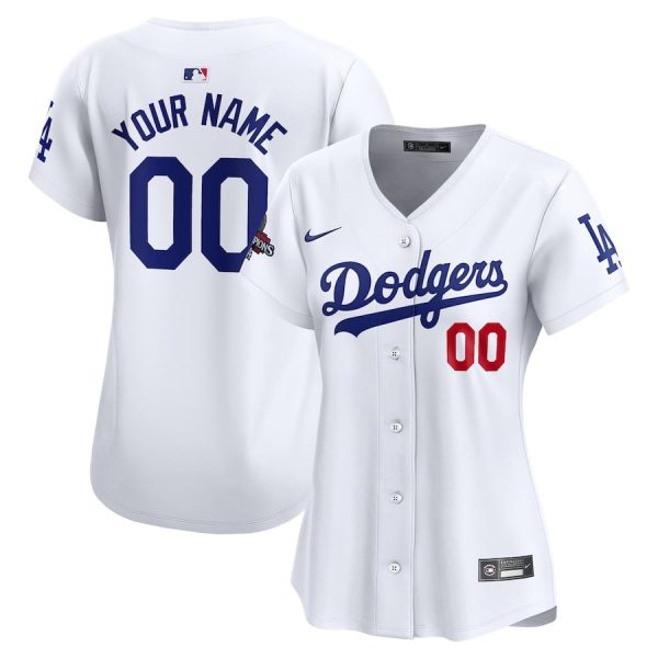 Los Angeles Dodgers Women's 2024 World Series Champions Home White Custom Limited Jersey