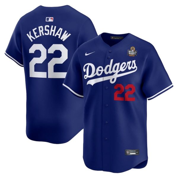 Clayton Kershaw 22 Los Angeles Dodgers 2024 World Series Home Limited Player Royal Men Jersey