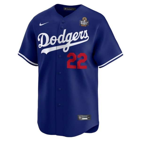 Clayton Kershaw 22 Los Angeles Dodgers 2024 World Series Home Limited Player Royal Men Jersey - Image 2