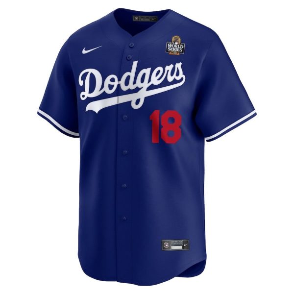 Yoshinobu Yamamoto 18 Los Angeles Dodgers 2024 World Series Home Limited Player Royal Men Jersey - Image 2