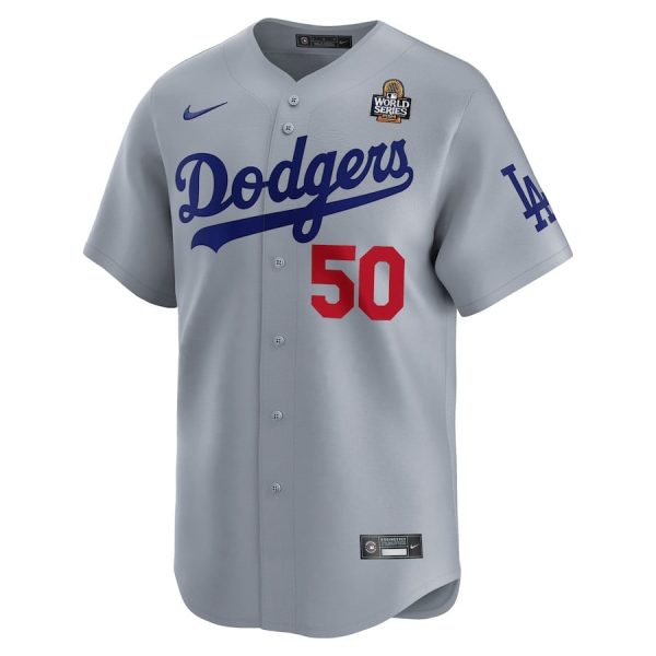 Mookie Betts 50 Los Angeles Dodgers 2024 World Series Alternate Limited Player Gray Men Jersey - Image 2