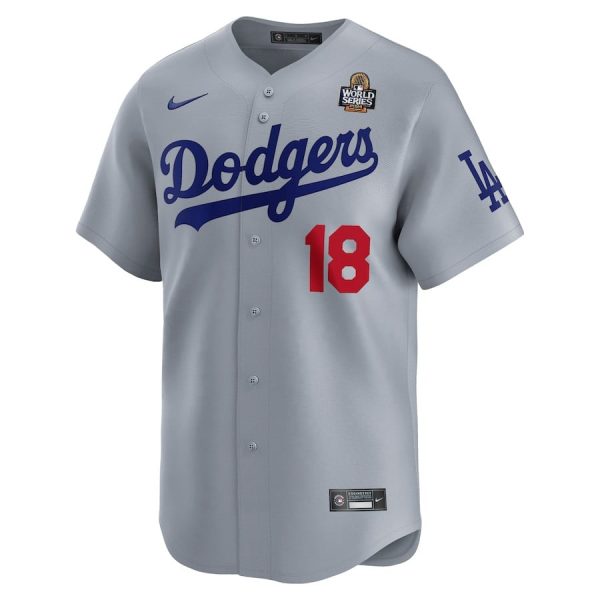 Yoshinobu Yamamoto 18 Los Angeles Dodgers 2024 World Series Alternate Limited Player Gray Men Jersey - Image 2