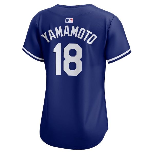 Yoshinobu Yamamoto 18 Los Angeles Dodgers Women's 2024 World Series Alternate Royal Limited Jersey - Image 3